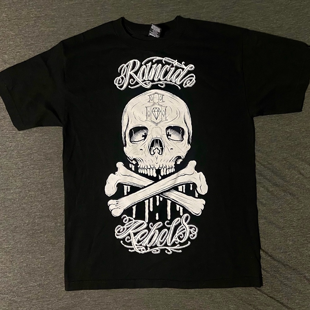 Rancid x Rebel 8 Black Graphic Skull T-Shirt